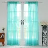 Rideau Style européen américain multicolore baie vitrée criblage rideaux de porte solides drapé Tulle transparent pour salon