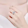 Solitaire Ring Emerald Cut 3 Stone 3 Band Diamond Wedding Band Solid Silver Luxury Conganting 221109