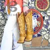 Boots Embroidered Western Boots For Women Cowboy Cow Girls Big Size 46 Pointed Toe Chunky Heel Knee High Boots Fashion ShoesG221111