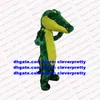 Costume de mascotte d'alligator Crocodile vert, personnage de dessin animé pour adulte, professionnel, Performance technique sur scène, zx1257