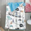 Fleece Throw Soft Plush Minky Baby Blanket Elephant Pattern Receiving Blankets for Boy Girl Toddlers Car Seat Cot 150x110cm - Blue