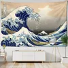 Tapestries Japan Kanagawa Illustratie Tapijtwand Hangende Boheemse hippie hekserijslaapkamer Huisdecoratie