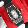 07-01 Zwarte keramische Miyota Automatische dameshorloge Dameshorloges Kijkt tweekleurige roségoud diamanten rand witte diamant skelet wijzerplaat rubber super editie 3 stijlen puretime