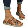 Sandals Ladies Outdoor Casual Beach 2022 Double Layer Leopard Print Flat Non-Slip Durable Slippers Set Toe Women