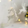 Kerstdecoraties Boom Hangende hangers Glitter Small Xmas Deer Oranments Elk Merry Decor Happy Year 2023 White