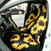 Bilsätets täcker 9 stycken Universal Sunflower Car Accessories Kit inkluderar 2 stycken Bilens framsäte täcker solros ratt c279n