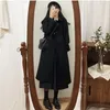 Women's Wool Blends Womens Coat Winter Korean Fashion Long ed Thickened Woolen for Women Black Harajuk'u 221110