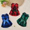 Dog Apparel Plaid Bows Wedding Dress Skirt Summer Girl Boy Pet Clothes For Small Dogs Chihuahua Cosplay Costume Up Bow