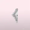 2022 NEW Princess Wish Ring Scatola originale per Pandora 925 Sterling Silver Princess Wishbone Rings Set CZ Diamond Women Wedding Gift ANELLO di alta qualità