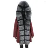 Women's Fur Women Winter Parka Coat Jacket Real Liner Silver CollarCasual Fashion Warm Overcoat Detachable