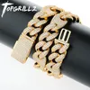 Pendanthalsband Topgrillz 16mm Miami Box Clasp Cuban Link Chain Gold Silver Color Halsband Iced Out Cubic Zirconia Bling Hip Hop Jewelry 221109