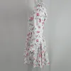 Sukienki swobodne szykowne koronkowe wykończenie v szyja pełne rękaw mini boho vintage kwiatowy nadruk sukienka Y2K bajki retro francuski romans