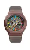 Montre numérique à quartz de sport pour hommes LED lampe de levage automatique cadran d'assemblage détachable en métal ultra-mince Iced Out Watch série Oak étanche heure mondiale 19 couleurs