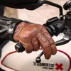 خمسة أصابع قفازات ريترو الماعز الحقيقي لدراجة نارية حقيقية من الجلد الكامل إصبع اللمس سباق سباق ركوب Motocross الرجال الملحقات 221110