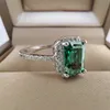 Solitaire Ring Luomansi Green Rectangle 1 2CT 6x8mm med GRA -certifikat 100% S925 Silver Girl Jewelry Anniversary Gift 221109