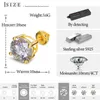 Stud 10mm 4CT Real Diamond Gemstone Earrings For Women Screw Back 100% 925 Sterling Silver Sparkling Wedding Jewelry Gift 221109