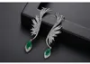 أقراط ظهورها 2022 Ins Green Zircon Ear Cuf Clips Hight Women's Home Gight Jewelry Feather Clip Clip Eponring Accessorie