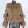 Kvinnors p￤ls BluenessFair 2022 Real Coat Winter Jacka Women Natural ￤kta l￤der ytterkl￤der avtagbar streetwear lokomotiv