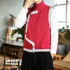 Men's Vests 2022 Autumn Winter Men Cotton Padded Mens Chinese Style Harajuku Vest Jacket Male Hanfu Sleeveless Cardigan Waistcoat