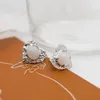 Stud Earrings Trendy Opal Stone Heart Shape Jewelry For Lady Friendship Gift Accessories With Box Ins