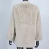 女性の毛皮のブルーネスフェア2022ウィンタージャケットレアルコートレックスベルト本革濃い暖かいストリートウェアアウターウェアファッション