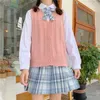 Ensembles de vêtements 2022 japonais doux Preppy tricoté gilet femmes ample Cardigan sans manches gilet automne