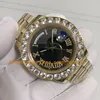 5 Style z pudełkiem męskie zegarki męskie 43 mm żółte złoto czarne diament Big Diamond Bzel Bransoletka Red Blue Green Azja 2813 Ruch Automatyczny zegarek mechaniczny