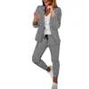 Pantaloni da donna a due pezzi Cappotto da lavoro alla moda Completo da giacca da jogger Colletto dentellato Blazer da donna formale con coulisse Vestibilità slim