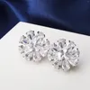 Stud Earrings Luxury Gold Cubic Zirconia Large Flower For Women Fashion Shiny Classic Botanical Jewelry Bridal Accessories