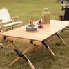 Muebles de campamento Mesa de madera plegable portátil Camping Picnic BBQ Rollo de huevo Al aire libre Interior Equipo plegable multiusos
