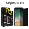 iPhone 14 Pro Max 13 12 Mini 9H Tempered Glass XS 8 7 Plus 소매 패키지를위한 스파이 개인 정보 보호 스크린 보호기