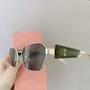 Vintage-Sonnenbrille mit glänzendem Metallrahmen für Damen, sexy MU53WS, Polygon-Brille, Acetat-Schutz, Fahren, sexy, kleine Brillen, Damen-Intervall-Tempel, Gafas de Sol für Frauen