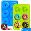 Bakning formar Sile Donut Pan 6 Cavity Donuts Baking Mods Non Stick Cake Biscuit Bagels Mod Tray Pastry Kitchen Supplies Essential DHCV4