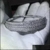 Bangle Bangle Luxury Lady Bracelet 5 صفوف 5 أ مكعب الزركونيا الذهب الأبيض المملوءة بالحزب الزفاف للنساء هدية عيد الميلاد قطرة DHHBL