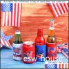 Other Festive Party Supplies Independence Day Cola Beer Can Insator Sleeve Jy 4Th Collapsible Bottle Neoprene Drink Cooler Sleeves Dhpau