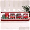 Christmas Decorations Christmas Wooden Train Flat Roof Dome Style Family Home Decor Baby Kids Red Green White Drop Delivery Garden F Dhquf