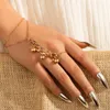 Vintage Punk papillon anneau avec Bracelet lien poignet chaîne doigt pour femmes breloques anneau dame à la mode esthétique bijoux cadeau