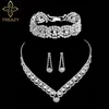 Wedding Jewelry Sets TREAZY Silver Color Crystal Bridal for Women Necklace Earrings Bracelet Set Accessories 221109