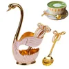 Dinnerware Sets 6PCS Swan Fork Coffee Spoon Holder Exquisite Hollow Home Decoration Fruit Dessert Spoons For Living Room Kitchen Tableware