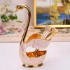 Servis uppsättningar 6st Swan Fork Coffee Spoon Holder Exquisite Hollow Home Decoration Fruktdessertskedar för vardagsrum Köksbeteckna