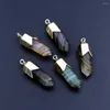 Pendant Necklaces 10pcs Silver Gold Plated Natural Stone Hexagonal Point Pendants Healing Veins Agate Tiny Charms Pendulum Chakra Jewelry