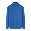 Herrtröjor Autumn Winter Men's Turtleneck tröja Casual Slim Fit Basic Sticked High Collar Pullover Män håller varma toppar