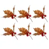 Decorative Flowers Christmas Berry Pine Artificial Stem Wreath Pick Red Leaftree Berries Floral Branches Leaves Needle Ornament Branch