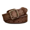 Belts belts luxe marque cowskin genuine leather Brass copper double needle buckle young men's brand style cowboy 221111