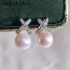 Stud-oorbellen Yikalaisi 925 Sterling zilveren sieraden voor vrouwen 9-10 mm Oblate Natural Freshwater Pearl 2022 Fijne groothandel