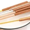 Dinnerware Sets Drmfiy Browen Gold 2Pcs Set Wooden Handle Flatware Stainless Steel Cutlery Dinner Spoon Chopsticks Tableware