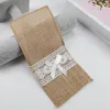 Table Mats Natural Jute Burlap Lace Knife And Fork Bag Hessian Rustic Tableware Packaging Party Supplies Picnic Wedding Decoration