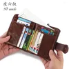 Wallets Fashion Male Wallet Genuine Leather Thin Hasp Double Zipper Design Coin Purse ID Card Holder Short For Men