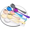 Dinnerware Sets 1Pc Mirror Stainless Steel Cutlery Salad Fork Serving Unique Service Dessert Western Kitchen Table Accessories Tools