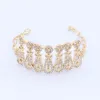 Exquisites Dubai Gold Hochzeit Brautjungfer Kristall Halskette Ohrringe Armband Ring Party Kostüm Italienisches Schmuckset